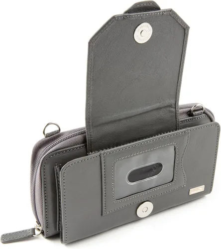 Vista 5 de WalletBe Cartera RFID para mujer, bolso cruzado de cuero con acordeón guijarro