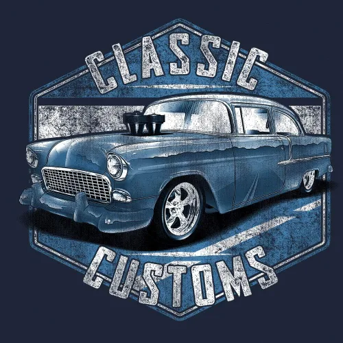 Vista 2 de Ropa Co. Classic Customs 1950s Coupe Car T-Shirt (Marina)