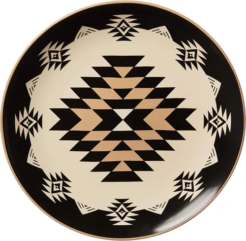 Vista 3 de Paseo Road Chalet Aztec - Juego de vajilla de cerámica de 16 piezas con platos, cuencos, tazas, estilo cabaña rústica del suroeste