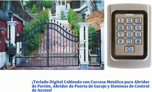 Vista 2 de IP68 impermeable universal 12 V 24 V DC funda de metal digital con cable para puerta de garaje, abridor de puertas y sistemas de control de acceso