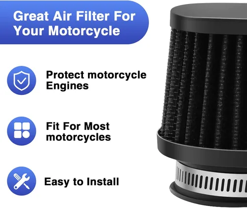 Vista 5 de 2 piezas de filtro de aire universal de 38 mm para motocicleta, filtro de motor de repuesto de alto rendimiento, filtros de aire para limpiador