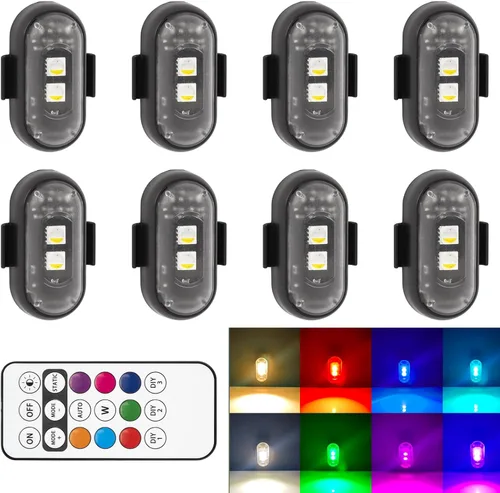 Vista 10 de XINGWU - 4 luces estroboscópicas LED inalámbricas con control remoto, 8 colores, carga USB, impermeables, luces de emergencia, luz para roca