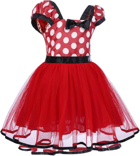 Vista 2 de IWEMEK - Maillot de ballet con diadema para niña con lunares, disfraz con diadema, leotardo