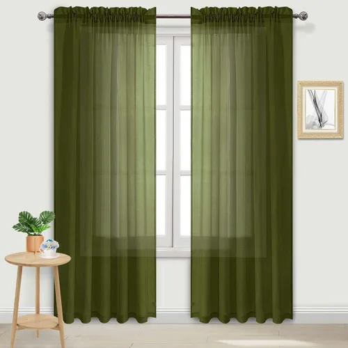 Vista 167 de DWCN Cortinas Transparentes Aqua de Voile Semitransparente con Bolsillo para Barra para Dormitorio y Sala de Estar, 36 x 36 pulgadas de Largo, Juego