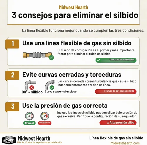 Vista 3 de Midwest Hearth - Línea flexible de gas sin silbatos 3/4 para hoguera, 24