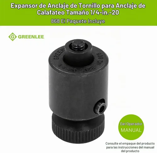 Vista 2 de Greenlee 868 Expansor de ancla de tornillo para ancla de calafateo, tamaño 1/4 pulgadas - 20