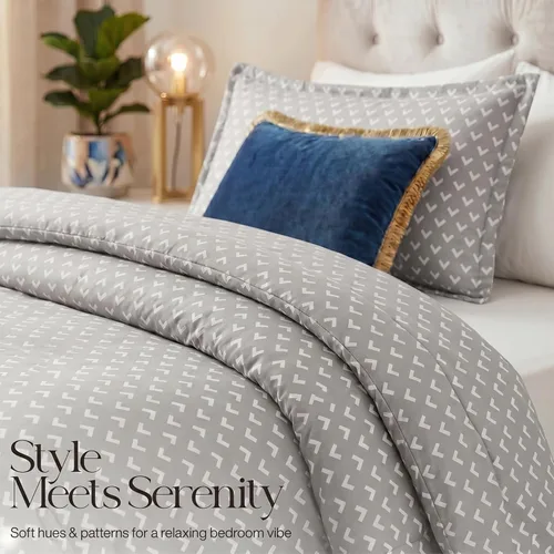 Vista 6 de Utopia Bedding - Juego de edredón individual de 2 piezas con estampado de flechas blancas de tamaño individual, juego de ropa de cama suave