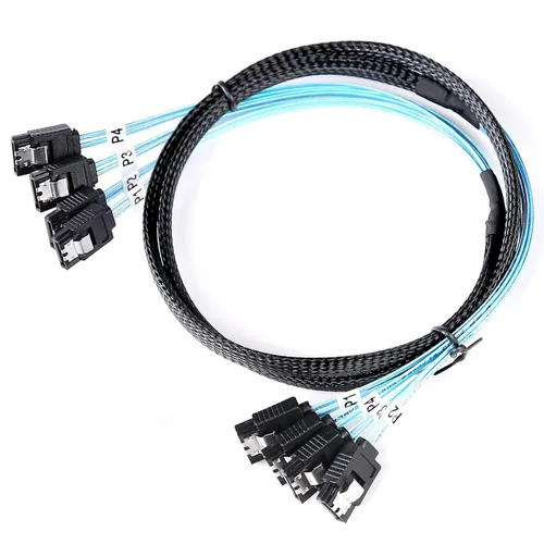Vista 7 de ADCAUDX Cable SATA-III: 1.6 ft, 4 unidades/juego delgado SATA 6Gbps HDD SSD cable de datos incluido reemplazo para servidor Bitcoin computadora SSD