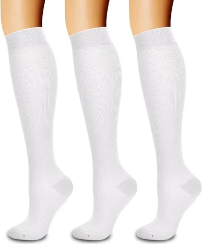 Vista 87 de Paquete de 3 pares de calcetines de compresión médica para mejorar la circulación de mujeres y hombres, para correr, hacer deporte y amamantar
