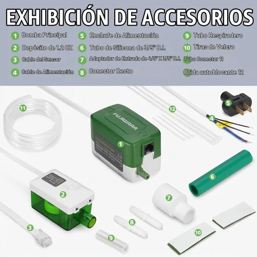 Vista 3 de FUJIWARA Bomba de condensado, mini bomba silenciosa de eliminación automática de drenaje de condensación, para HVAC, aire acondicionado