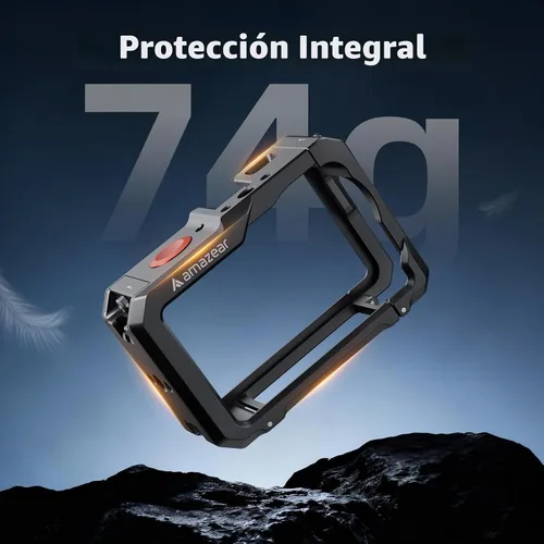 Vista 7 de AMAZEAR Funda protectora de metal para accesorios DJI Osmo Action 6, jaula multifunción Action6 Pro, carcasa de aluminio más fuerte con tapas