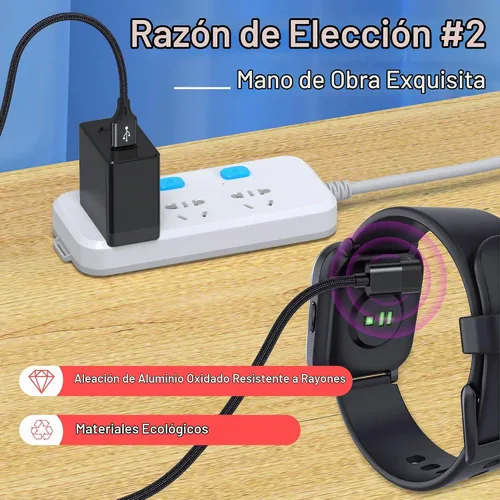 Vista 3 de AGVEE Cargador de 1.5 pies para reloj Garmin, cable de carga en forma de L