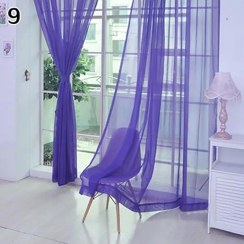 Vista 12 de Cenefas de Gauzy ligeras Cortina de ventana de puerta Cortina Sheer Home Wedding Decor - Negro