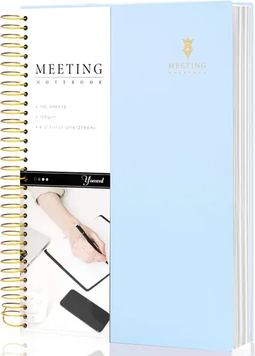 Vista 17 de Cuaderno de Reuniones para Trabajo con Elementos de Acción 5.5×8.5 Tapa Dura Espiral Planificador de Reuniones para Oficina Negocios Notas