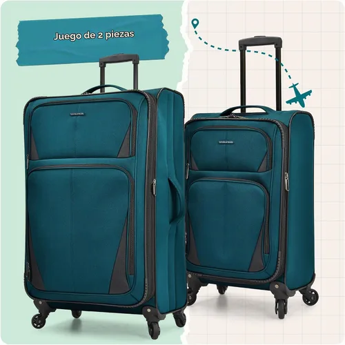 Vista 6 de U.S. Traveler - Equipaje extensible con costado blando Aviron Bay, Negro, Juego de 2 piezas