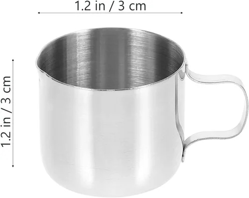 Vista 2 de Luxshiny Vasos de espuma de acero inoxidable mini jarra de crema con boquilla y mango, taza de servir leche de 1 onza para café Latte Art, espumador