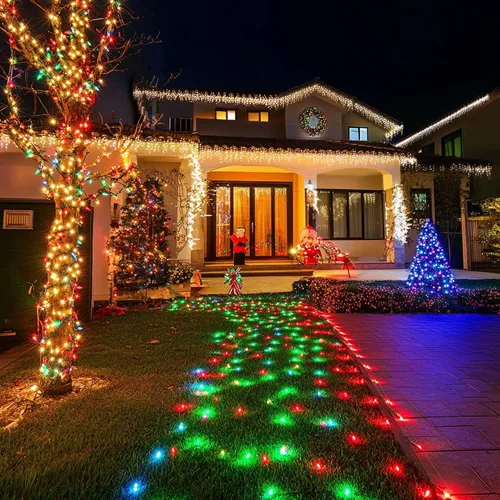 Vista 8 de Joomer - Luces LED de Navidad, 2 paquetes, total 39 pies, 200 LED, luces de árbol de Navidad multicolor, luces de cuerda mini enchufables