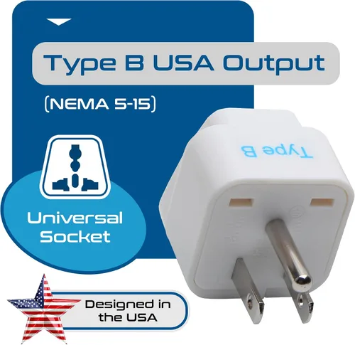 Vista 2 de Ceptics Adaptador de enchufe de Europa a EE. UU., adaptador de enchufe tipo B de EE. UU. compatible con enchufes de Europa, India y otros países. El