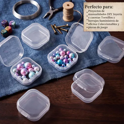 Vista 6 de 24 paquetes de recipientes pequeños de plástico transparente para almacenamiento de cuentas con tapa con bisagras para almacenamiento de objetos