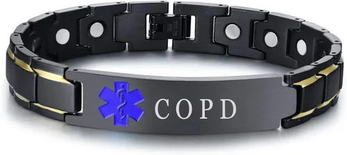 Vista 19 de XUANPAI Pulseras de alerta médica para hombres y mujeres con grabado gratuito ajustable de acero inoxidable para emergencias médicas