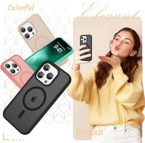 Vista 1355 de Funda para Google Pixel 10 Pro XL, cubierta magnética mate, color negro Fit for MagSafe, Screen Protector included, Shockproof Military Grade