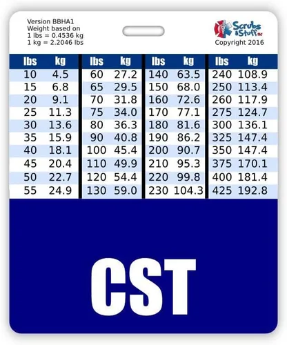 Vista 16 de CST Badge Buddy - Tablas de conversión horizontales con altura y peso (estándar, negro)