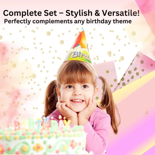 Vista 4 de 211 servilletas de oro rosa, suministros de fiesta para 30 invitados, platos desechables de papel, postres, servilletas, vasos, cubiertos y mantel