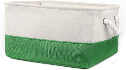 Vista 8 de uxcell Canasta de almacenamiento de tela plegable con asas dobles, contenedores plegables para almacenamiento de ropa de lavandería, organizador