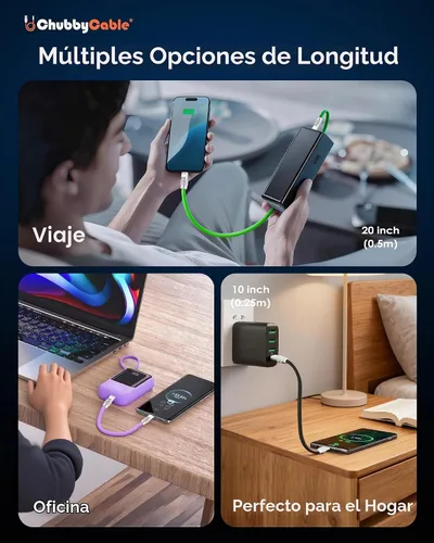 Vista 5 de chubbycable Cable corto USB C a C de 240 W, color naranja, 20 pulgadas Para iPhone 18/17/16/15 Series, MacBook Pro/Air, Galaxy S26/S25/S24, cable