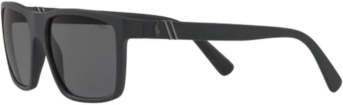 Vista 3 de Polo Ralph Lauren Men's PH4133 Rectangular Sunglasses, Shiny Transparent Dark HavanaGreen, 59 mm