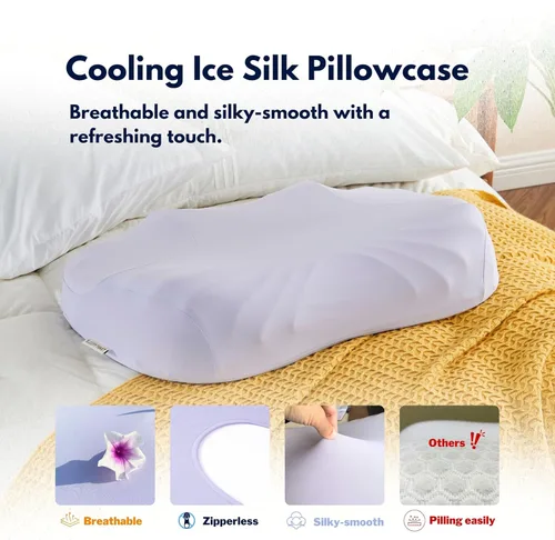 Vista 5 de Almohada para aliviar el dolor de cuello, almohada cervical para dormir con diseño único Wave Valley para un masaje suave, almohada para dormir