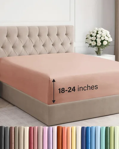 Vista 52 de Sábana bajera ajustable extra profunda Twin XL – Sábana bajera individual de lujo de hotel solamente – Se adapta fácilmente a colchones de 18 a 24
