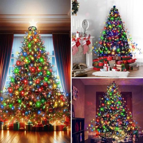Vista 5 de Easy - Luces para árbol de Navidad de 8.2 pies, 280 LED x 8 líneas para árboles de Navidad de 6 a 7 pies Varios