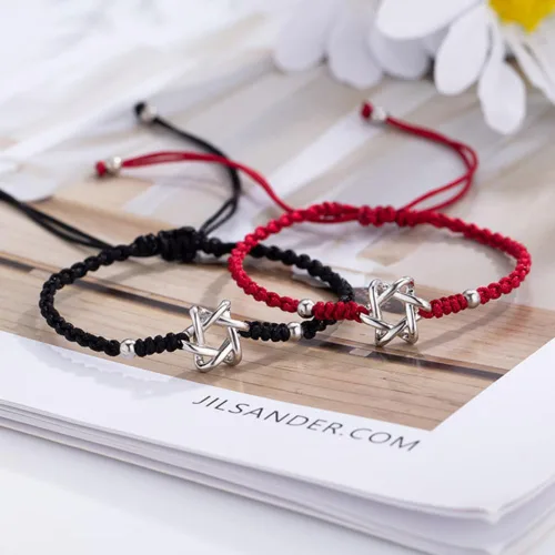 Vista 6 de Pulsera de cuerda roja con estrella de David para mujer, amuleto de la suerte, magen David, joyería, regalos de Navidad