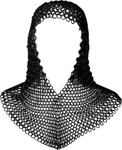 Vista 7 de Coif de malla medieval caballero renacentista armadura de malla capucha vikinga LARP 16 calibre Negro