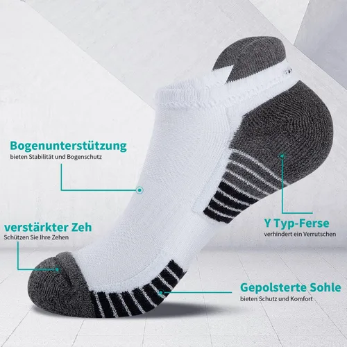 Vista 3 de Lapulas Calcetines de tobillo atléticos para correr, corte bajo, acolchados, antiampollas, calcetines deportivos para hombres y mujeres, 6 pares