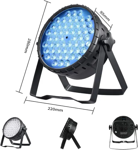 Vista 4 de BETOPPER Luces de escenario para fiestas, 54x3W LED Par Light RGB, DMX DJ luces activadas por sonido, iluminación estroboscópica para fiesta, boda