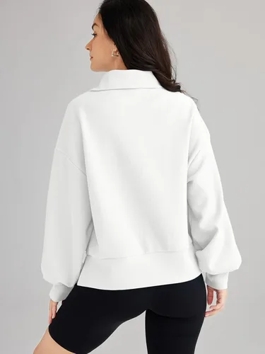 Vista 5 de EFAN Womens Half Zip Up Cropped Hoodies Pullovers Sweatshirts Quarter Zipper Rib Knit Sweaters Fall Winter Clothes 2023