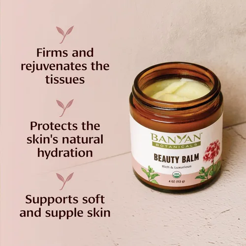 Vista 2 de Banyan Botanicals Bálsamo de belleza – Hidratante orgánico facial y corporal con shatavari y ashwagandha – Crema rica de noche, bálsamo de manos