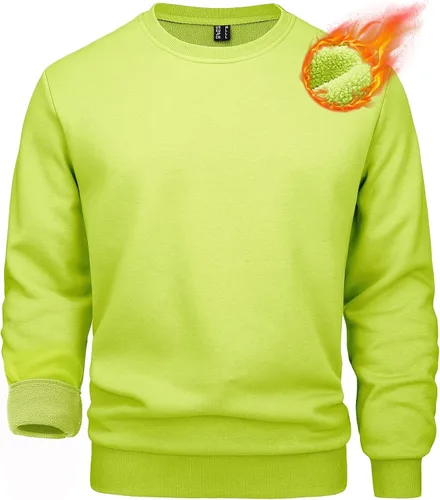 Vista 112 de MAGCOMSEN Sudadera de cuello redondo para hombre de manga larga casual cálida de forro polar