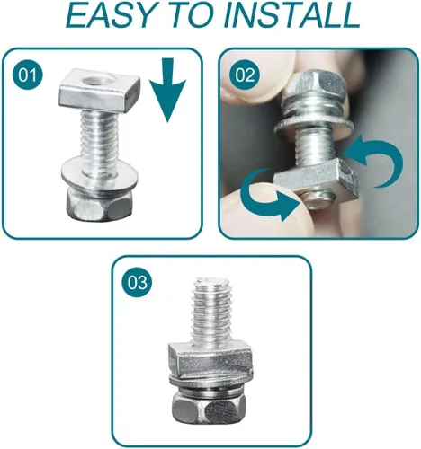 Vista 6 de Juego de 6 piezas de pernos y tuercas, pernos y tuercas para batería de motocicleta, tornillo y tuerca de batería de motocicleta M6x16MM, pernos