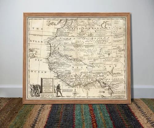 Vista 6 de Negroland Map - Póster artístico de pared de Guinea Ghana - Documento histórico para todas las generaciones futuras - Historia de 1747 África