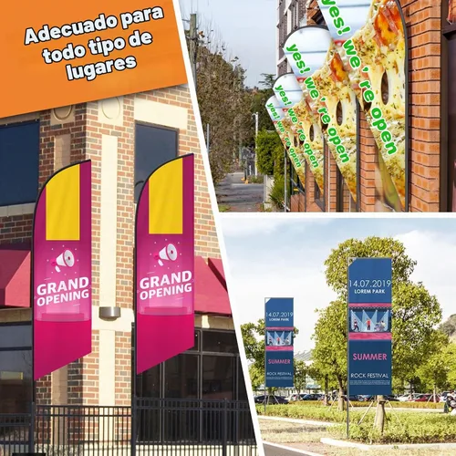 Vista 5 de Banderas de pluma personalizadas para publicidad con kit de asta, letrero de bandera abierta personalizada de doble cara con logotipo para Bandera