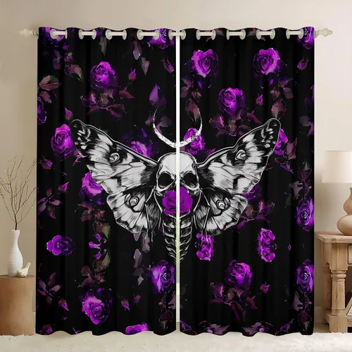 Vista 32 de Erosebridal Cortinas de Rosas Rojas 3D Tratamientos para Ventanas de Guepardo, Paneles de Cortinas con Estampado de Gato Leopardo para Sala