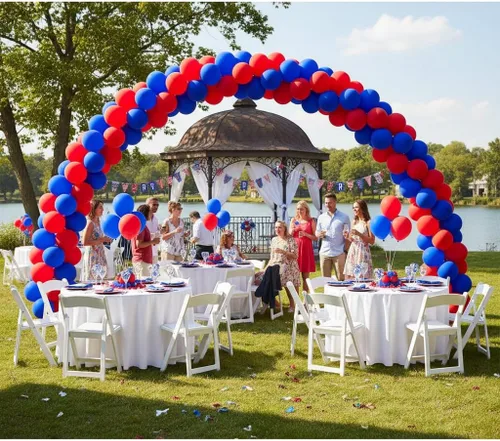 Vista 4 de TNWBA Globos de látex 100 piezas de 12 pulgadas, rojo y azul rojo azul