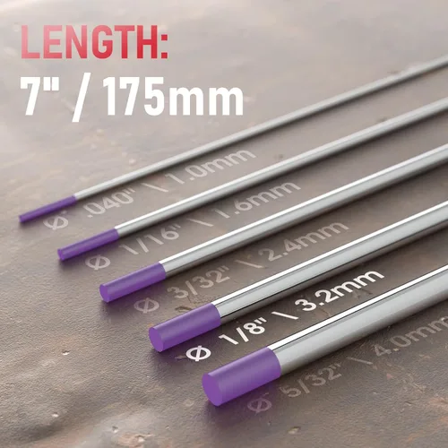 Vista 4 de YESWELDER Electrodo de tungsteno TIG Weld 1/8"x 7" 10-pk, no radiactivo comparable a E3 púrpura