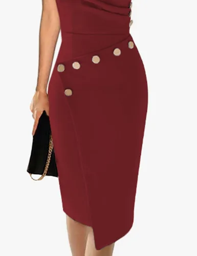 Vista 4 de Lrady - Vestido a media pierna ajustado con cuello en V profundo para mujer