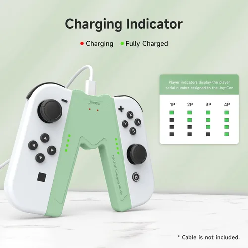 Vista 3 de JINGDU Switch Joy-Con - Empuñadura de carga compatible con Nintendo Switch estándar y modelo OLED, cargador de controlador JoyCon Switch con cable