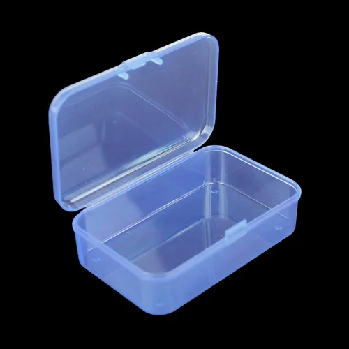 Vista 7 de 12 cajas de plástico rectangulares de plástico, contenedores organizadores vacíos con tapas con bisagras para objetos pequeños y otros proyectos
