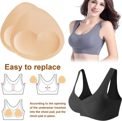 Vista 6 de TopBine Removable Bra Pads Inserts Women's Comfy Sports Cups Bra Insert for BIkini Top Swimsuit